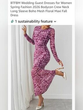 Long Sleeve Pink Mesh Maxi Dress